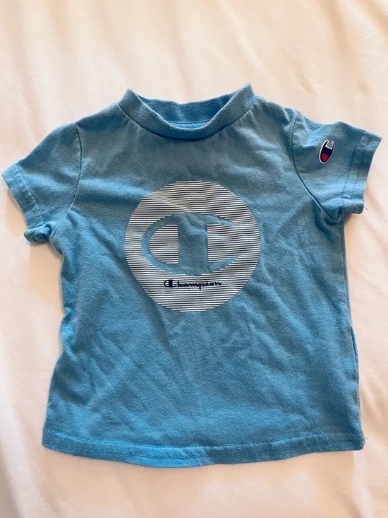 Champion Kids Light Blue Logo Short Sleeve Tee 0/3 Months - Picture 2 of 5